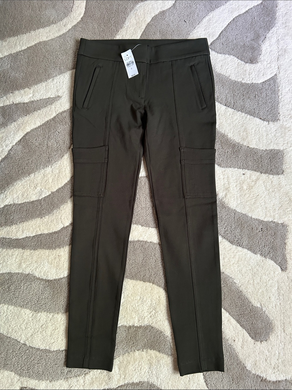 LOFT Olive Green Ponte Cargo Ankle Pants